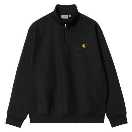 Carhartt Half Zip American Script Sweatshirt, Black.