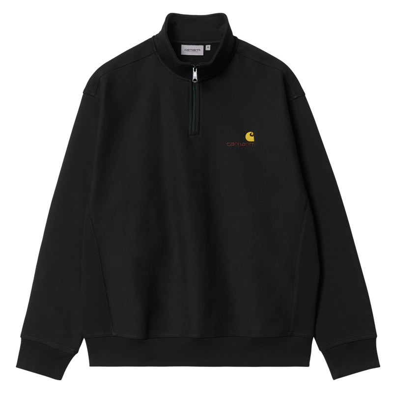 Carhartt Half Zip American Script Sweatshirt, Black.