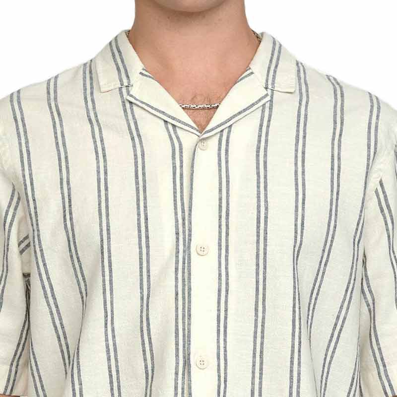 Revolution Cuban Stripe Shirt Navy. Revolution Cuban Stripe Shirt Navy.